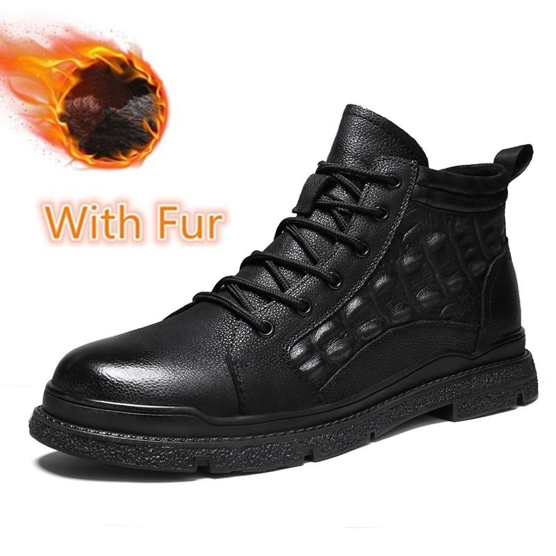 

Модные мужские зимние ботинки, удобные зимние ботинки в стиле крокодила, модные мужские кроссовки, обувь для мужчин, качественные мужские ботинки из натуральной кожи с мехом на шнуровке 44