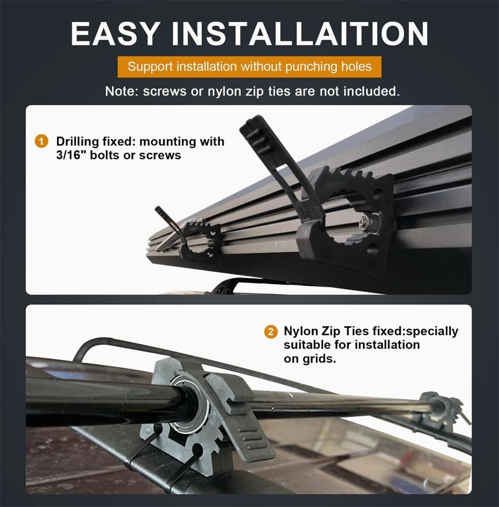 4Pcs For 1-1/3" to 1-3/5" Shovel Mount for Roof Rack Metal Rubber Clamp Mounting