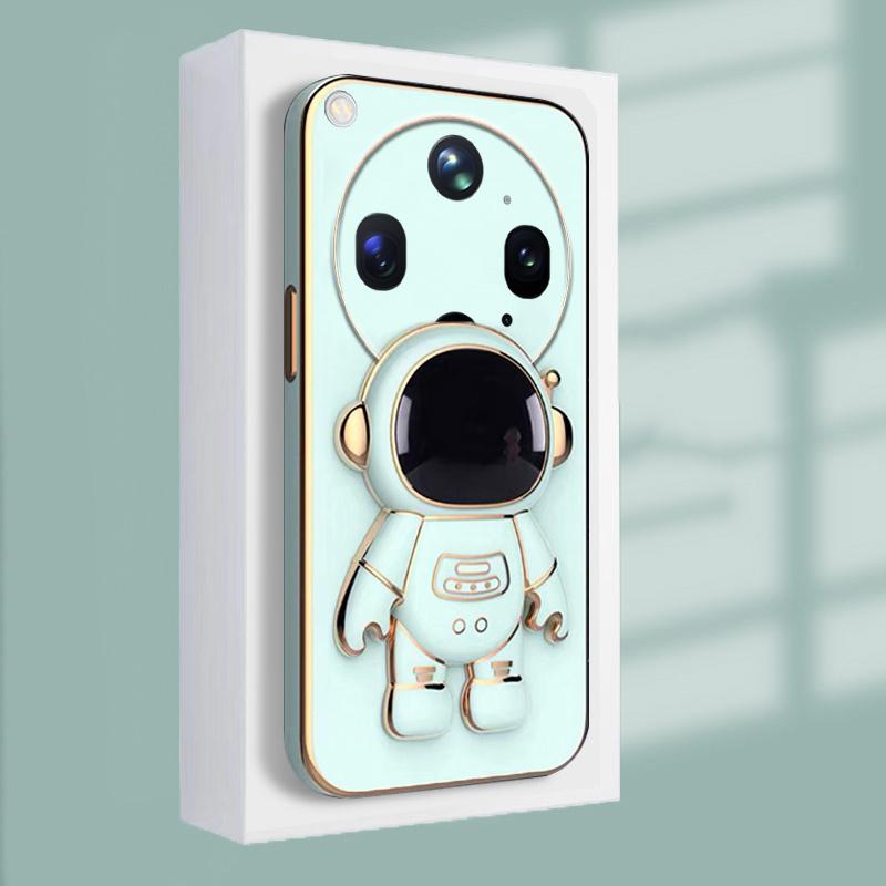 For OPPO Find X9 Ultra Case Shining Astronaut Spaceman Bracket Holder Design Soft Plating For OPPO Find X9S Back Cover
