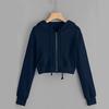 Women Casual Long Sleeve Zipper Pocket Shirt Hooded Sweatshirt Tops
