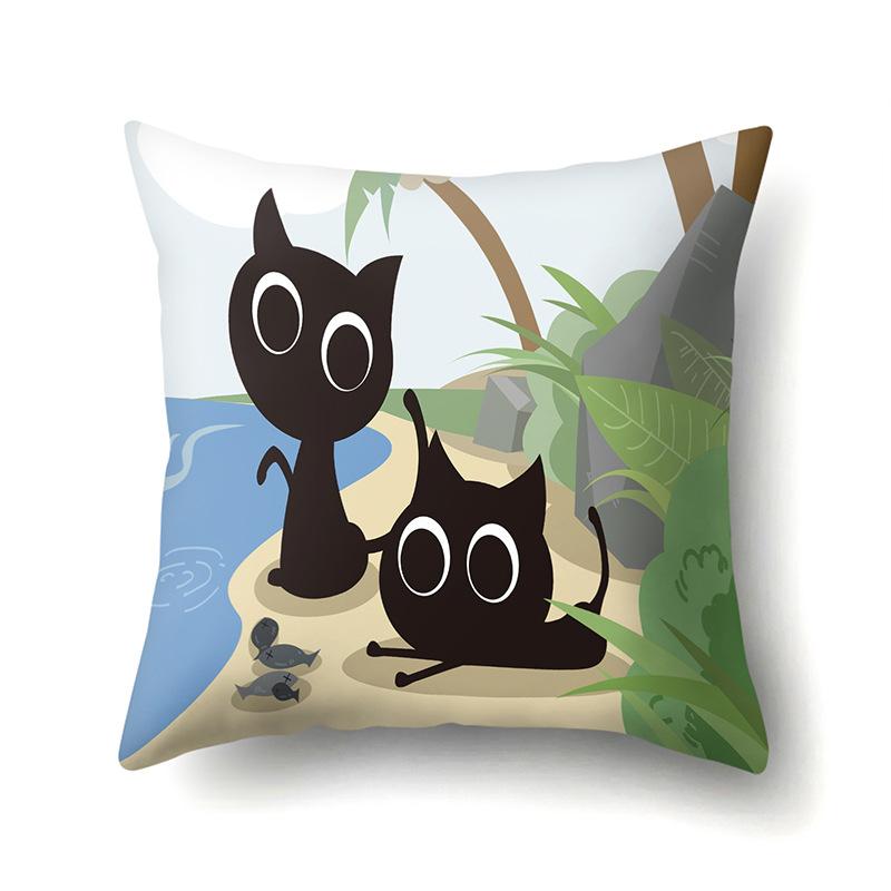 

Полиэстеровая наволочка Милая мультяшная кошка Наволочка с принтом Подушка для поясницы Чехол для автомобильной подушки Чехол для подушки для головы No pillow core