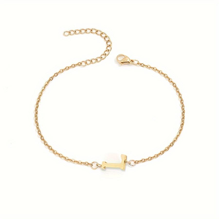 1pc Letter Shape Beads Thin Chain Bracelet, Simple Minimalist Hand Chain Unisex Jewelry Decoration