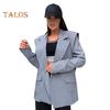Women Suit Coat Lapel Long Sleeve Buttons Closure Suit Jacket Solid Color Loose Fit Flap Pockets Casual Business Outwear