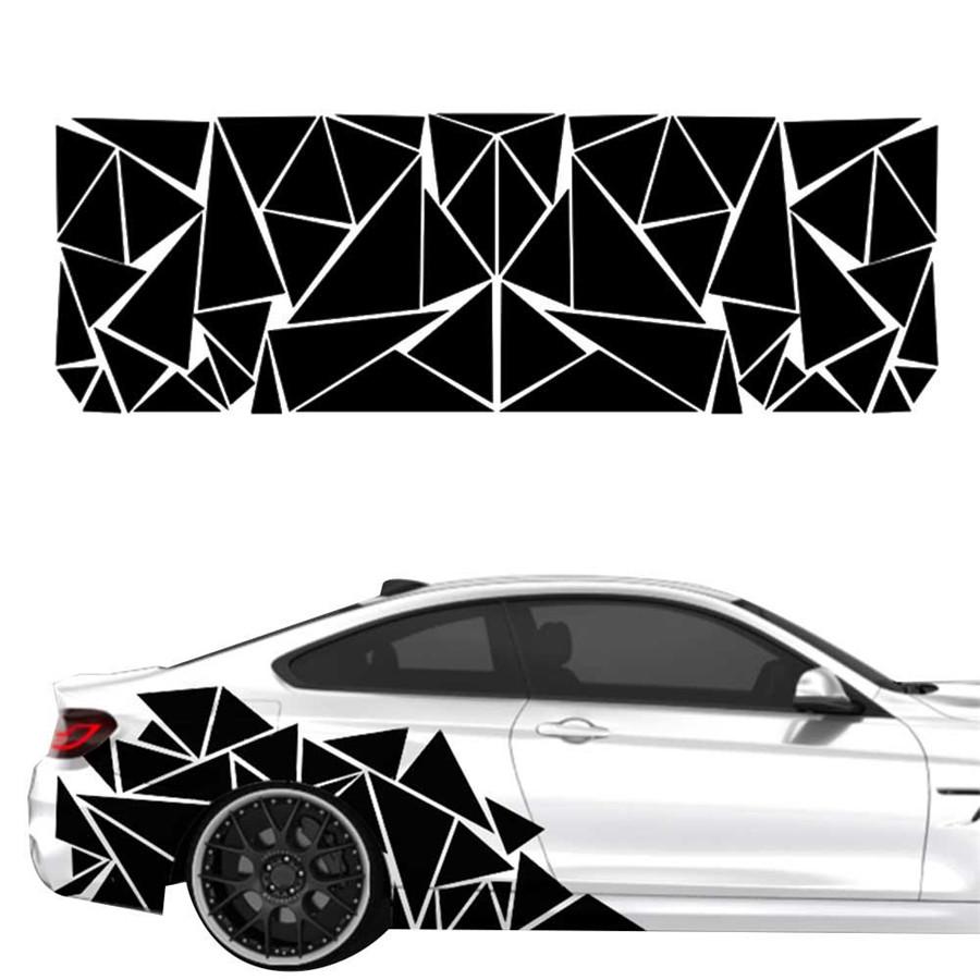 1pc 200x60cm Glossy Black Triangle Style Car Body Side Sticker Vinyl Decal Decor