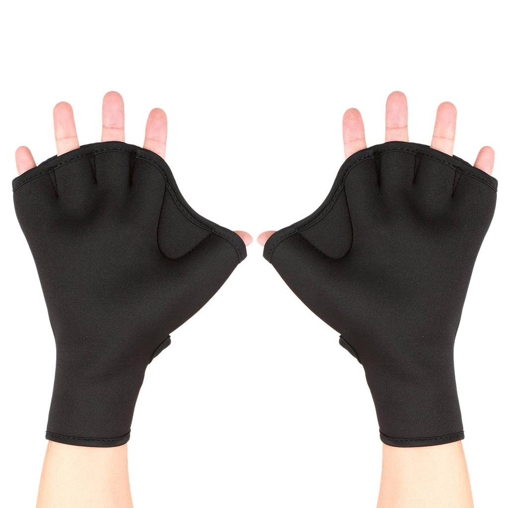 Neoprene Swimming Gloves Webbed Fitness Water Resistance Training Gloves with Adjustable Wrist Strap Diving Swim
