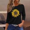 Women's Fashion Casual Round Neck 3/4 Sleeve Loose  Printed T-Shirt Ladies Top