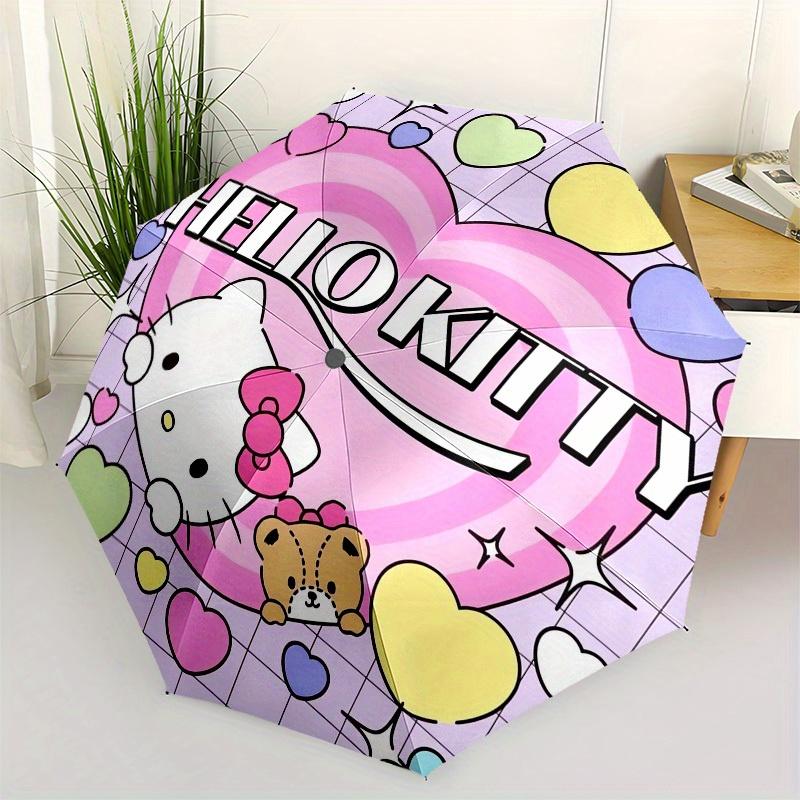 

1pc Hello Kitty Heart GridUmbrella with Plastic Handle,Suitable for All Seasons Home Travel Outdoor UmbrellaSanlio213