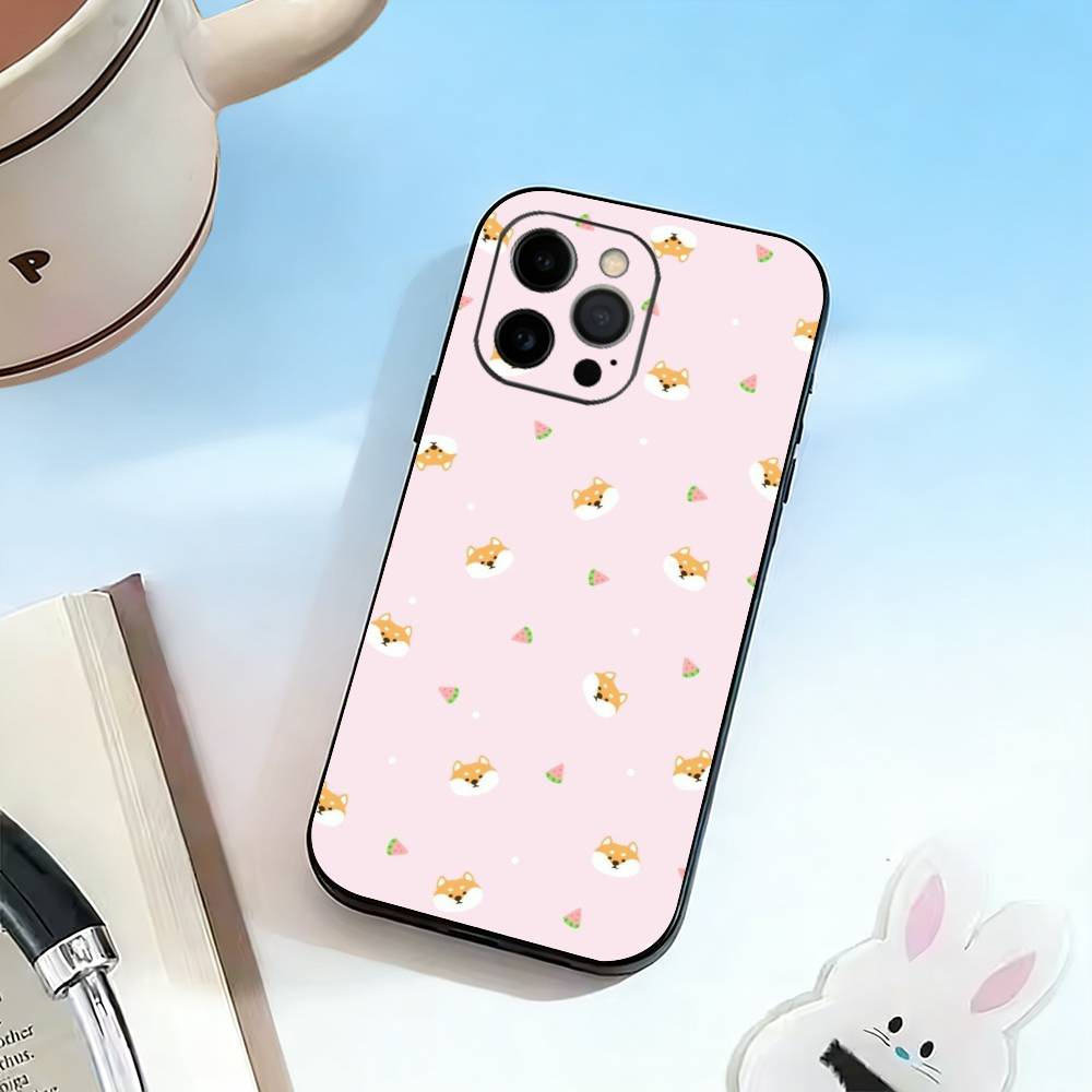 Cute Dog Shiba Inu  Phone Case For iPhone 17,16,15,14,13,12,11 Plus,Pro Max,XS,Soft Silicone Black Cover