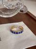 Simple And Versatile Blue Plaid Ring Women'S Niche And Versatile Design Sense Premium Open Index Finger Ring