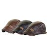 British Style Solid Color Forward Peaked Cap Korean Style Hat Leather Flat Cap Men Beret Hat