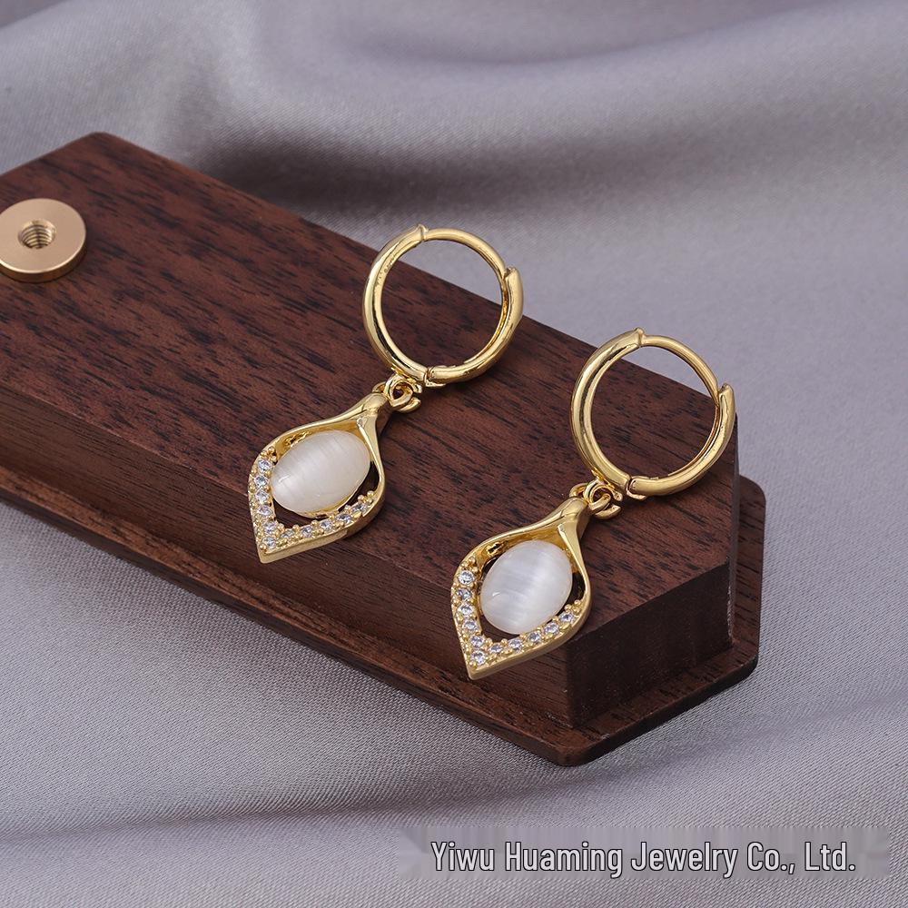 French Light Luxury Zircon Diamond Stud Earrings - Versatile & Trendy Styles