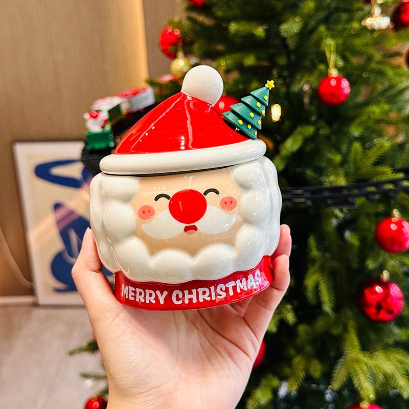 Creative Cartoon Santa Claus Shape Mug with Lid Household Water Cup High Looking Christmas Gift Souvenir