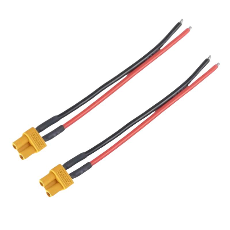 XT30 Pigtail Plug (Male & Female) with 100mm 16AWG Tinned Wire - for RC Fixed-Wing/FPV Drone LiPo Battery Chargers (Durable)