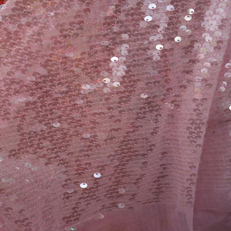 Embroidered 5mm Sequin Mesh Fabric for Wedding Dress, Skirt, Bag, and Shiny Decor