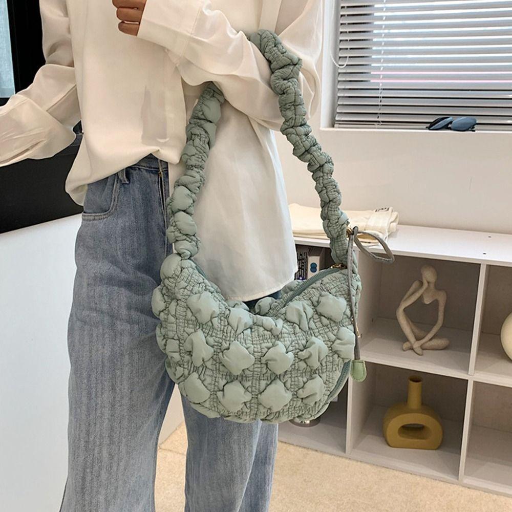 Dumplings Bag Rhombus Plaid Handbag Korean Style Bubble Cloud Bag Cute Korean Shoulder Bag  Lady