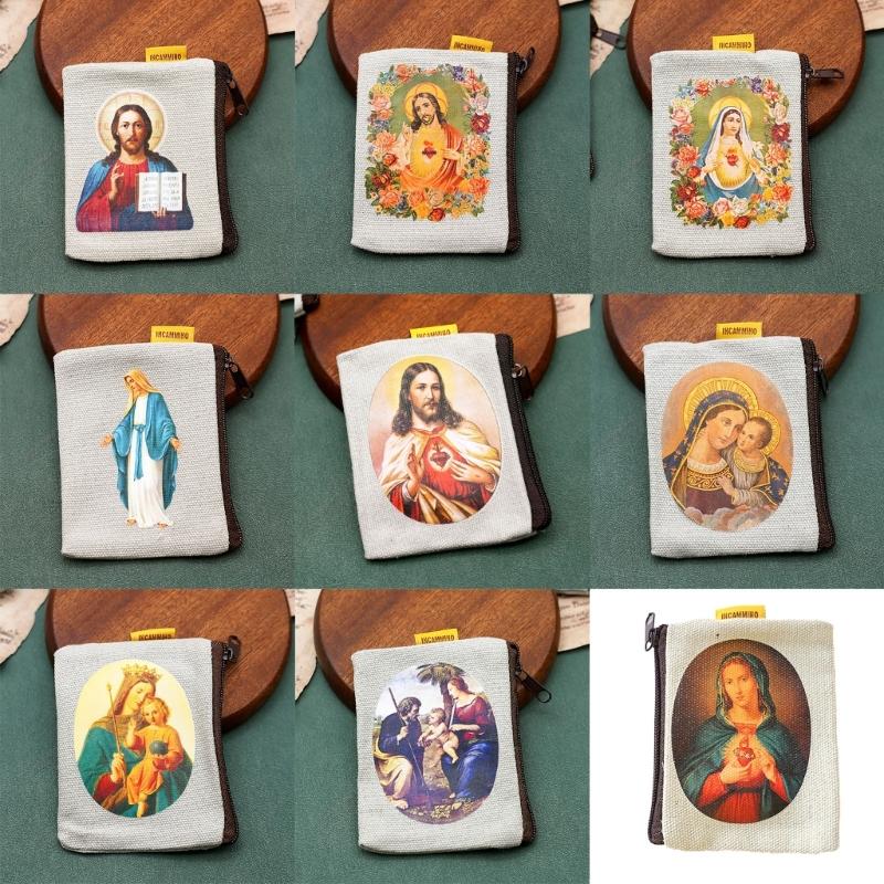 Kompakte Perlenaufbewahrungstasche Geschenktasche Stoff Schmuckbeutel Rosenkranztasche Stoffmaterial Geeignet zum Verschenken Schmuck