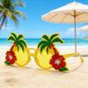 Hawaiian Sunglasses for Party, Summer Beach Glasses with Palm Tree & Hibiscus Flower, Funny Costume Prop Shades for Vacation Photo Booth Decor