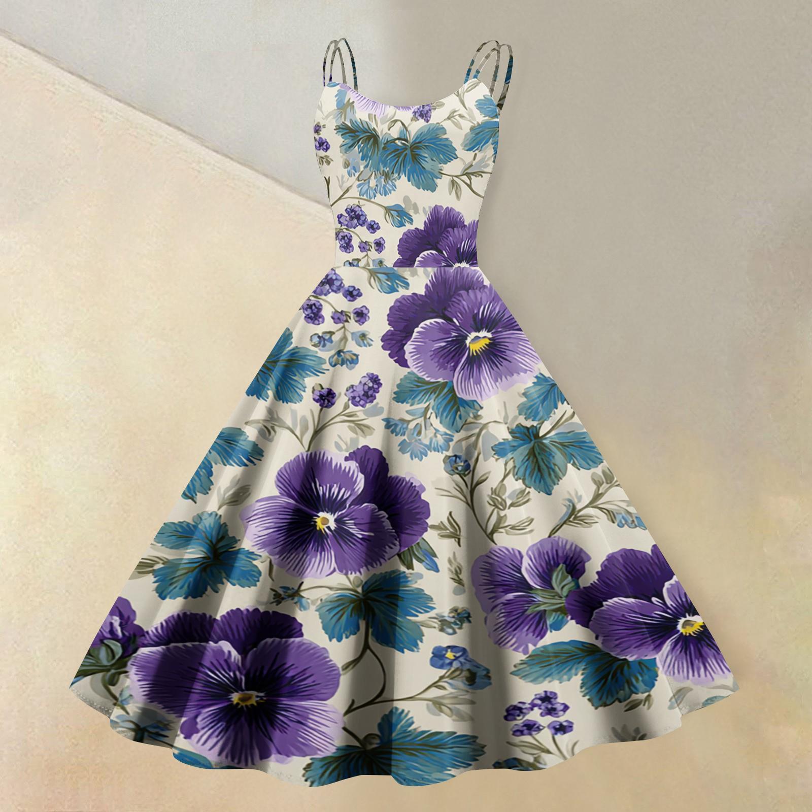 

Женское модное повседневное платье без рукавов с круглым вырезом и цветочным принтом XXL