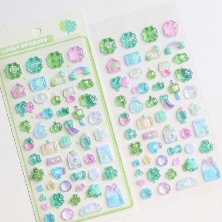 1 Sheet High Grade 3D Relief Sticker Flower Grass Musical Raised Sticker Adhesive Decorative Phone Case Accessories