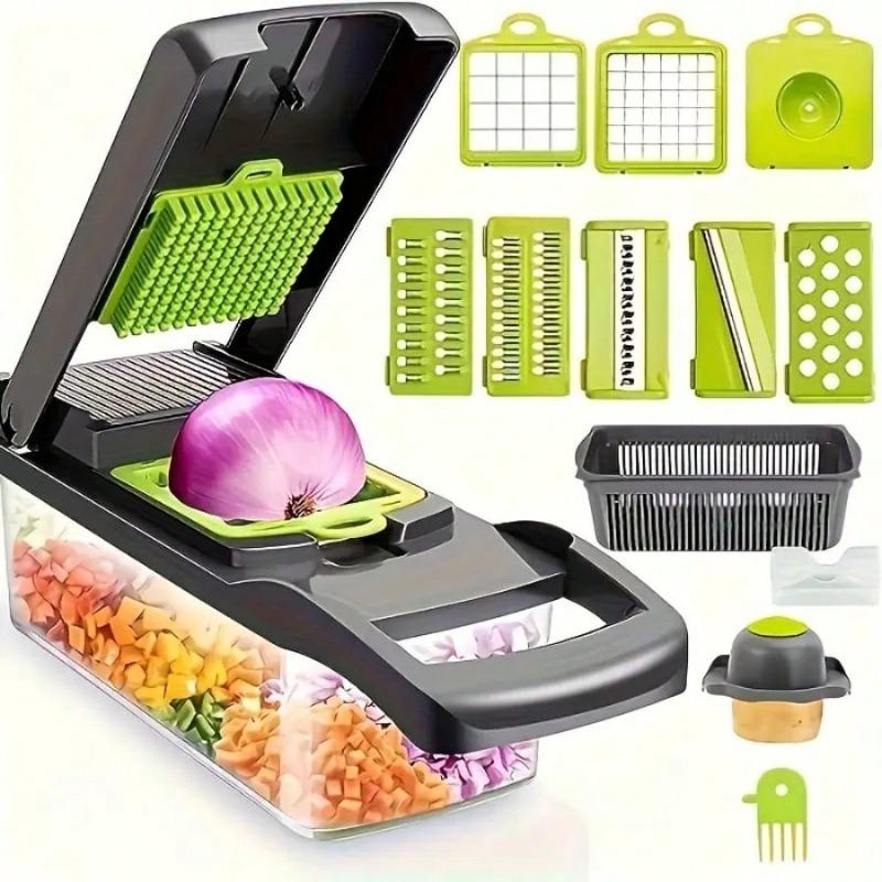 Multi-Functional Vegetable Chopper with Drain Basket- Onion/Lettuce/Carlic Dicer & Container for Quick Prep,Ideal for Home