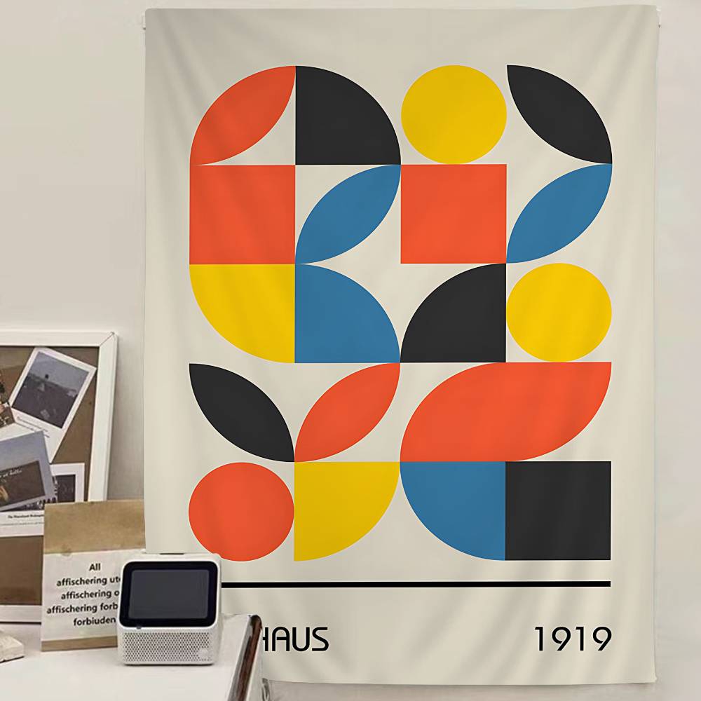 Colorful Bauhaus Exhibition Geometric Colorful Tapestry Wall Hanging Bohemian Wall Tapestries Mandala Wall Hanging Sheets 74x94cm(29x37in)