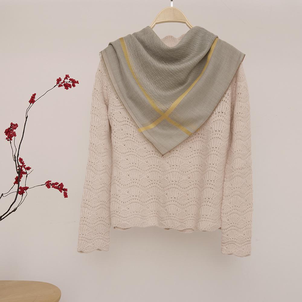 Women's Water-Soluble Cashmere Plaid Shawl: Sun-Blocking Summer Square Scarf & Air-Conditioned Room Wrap