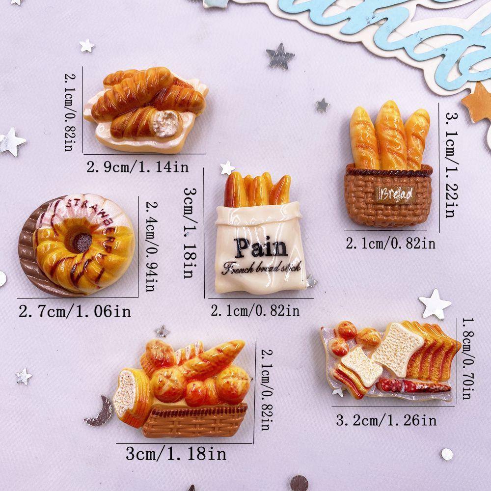 6/12PCS Resin Colorful Various Bread Croissant Donut Lobster Egg Pan Model Scrapbook Flat Back 3D Foods Figurine DIY Craft Supplies