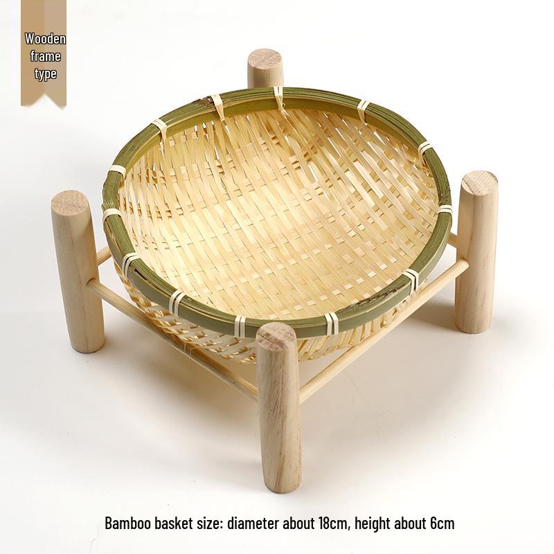 Cesto rotondo in bambù fatto a mano per snack, frutta e dolci