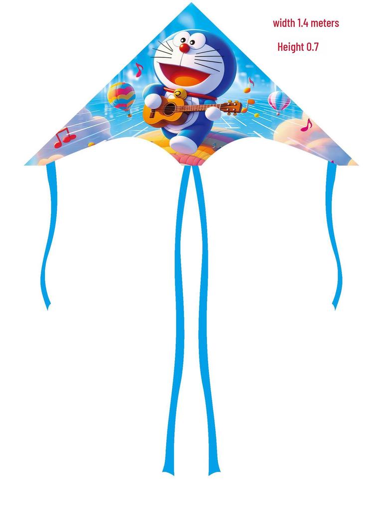 Weifang Cartoon Delta Double-Tail Kite: Handmade, Plaid, Easy-Fly, Curved Edge, Outdoor Toy for Kids