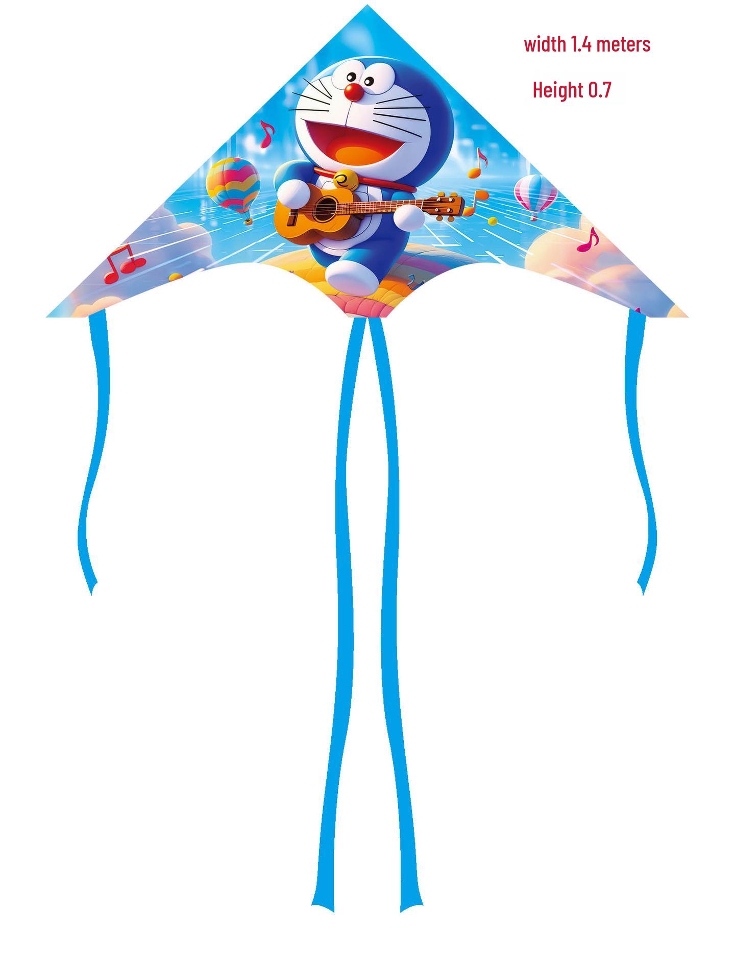 Weifang Cartoon Delta Double-Tail Kite: Handmade, Plaid, Easy-Fly, Curved Edge, Outdoor Toy for Kids