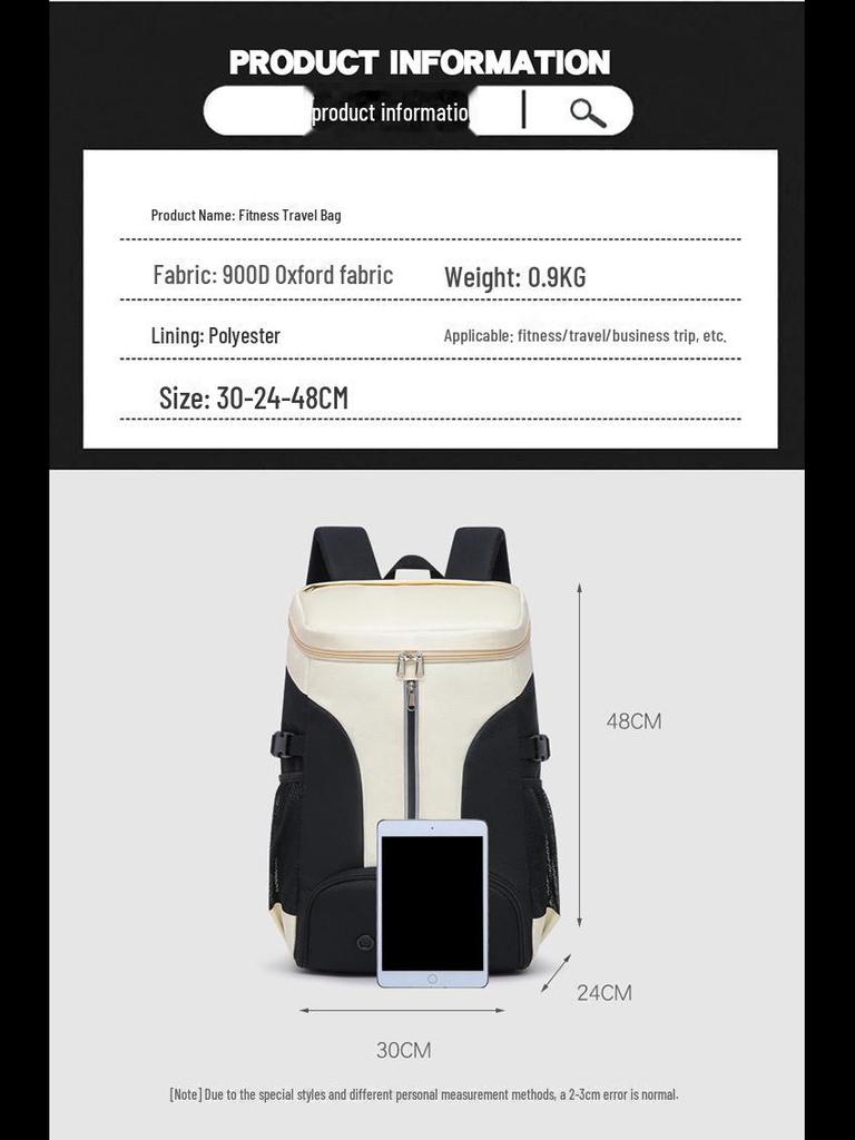 Lightweight Multifunctional Gym Bag with Logo, Waterproof Oxford Cloth, Independent Shoe Compartment