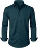 Men's Long Sleeve Solid Color Shirt, 4-Way Stretch, Natural Color Button, Slim Fit, Wrinkle Free, Business Casual Dress Shirt
