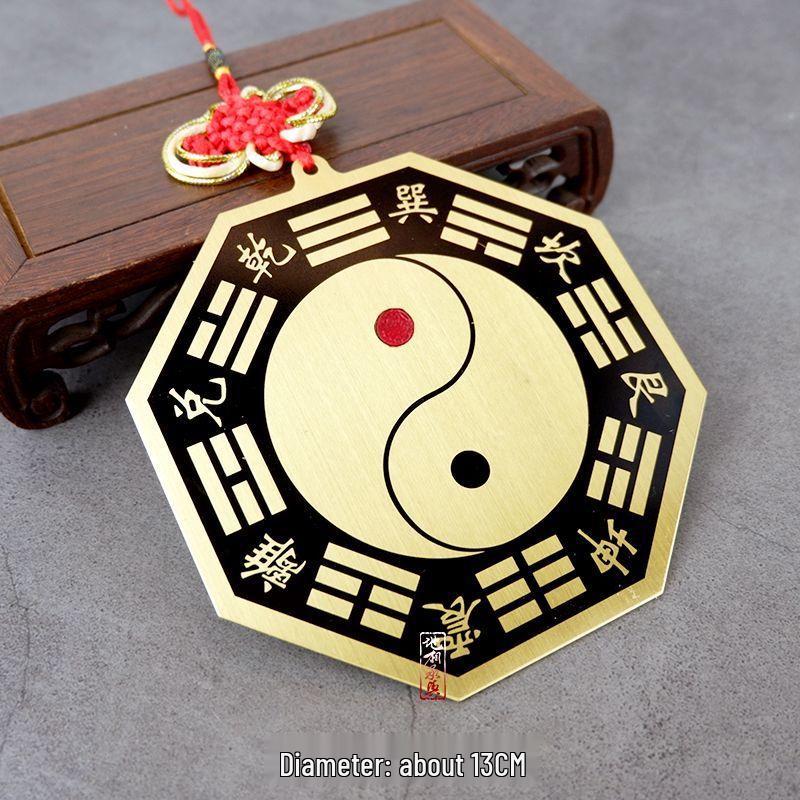 Großer Kupfer-Bagua-Konvexspiegel für Zuhause - Yin-Yang-Tai-Chi-Diagramm-Anhänger für Haustür, Balkon oder Fenster