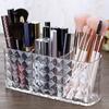 Drill Pattern Three Compartments Makeup Brush Organizer Acrylic Transparent Pencil Holder Desktop Eyebrow Pencil Lipstick Storag