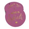 Inkdotpot 100 - Confezione da 100 etichette in carta stagnola color oro vero Love Is Sweet bomboniera da appendere