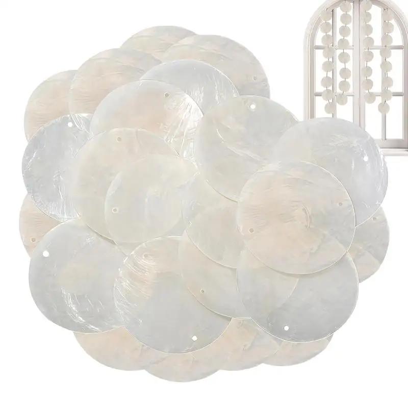 

Top Quality Round Capiz Shells With Holes Round Natural Shell White Shells For Wind Chimes Jewelry Making Home Decor