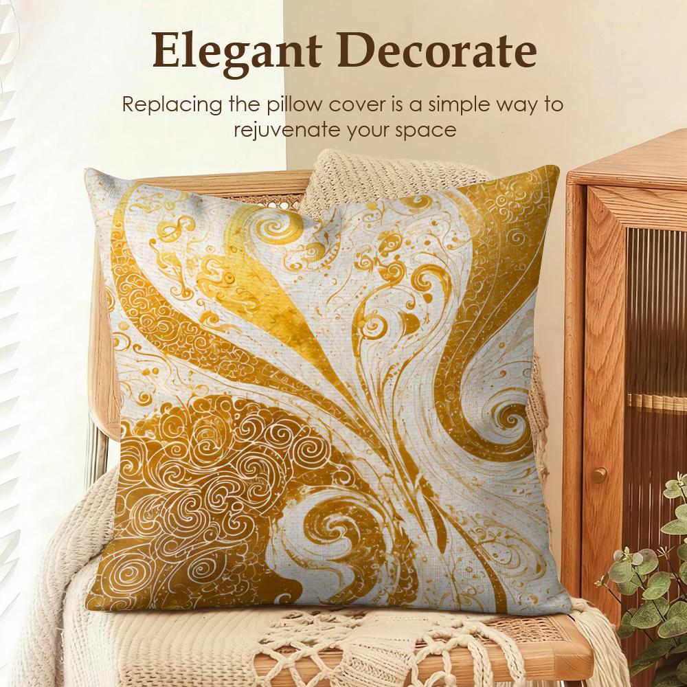 Fashion black and gold lines Cushion Cover Natural Linen Organic Fabric DoubleSided Printing Sofa Home Decor Gift Pillow Case