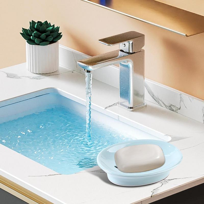Soap Dish with Drain Spout Integrated Drainage Design Bar Soap Holder Soap Box Soap Case Holder for Bathroom & Kitchen