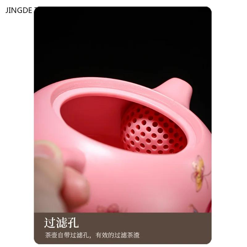 1 Set of 180ml Pink Purple Clay Teapot High-end China-Chic Style Single Tea Pot Zisha Tea Set Ball Hole Filter Tea Infuser