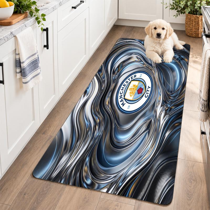 Flannel Kitchen Mat Manchester City Soft Area Rug Non Slip Floor Carpet Home Decoration