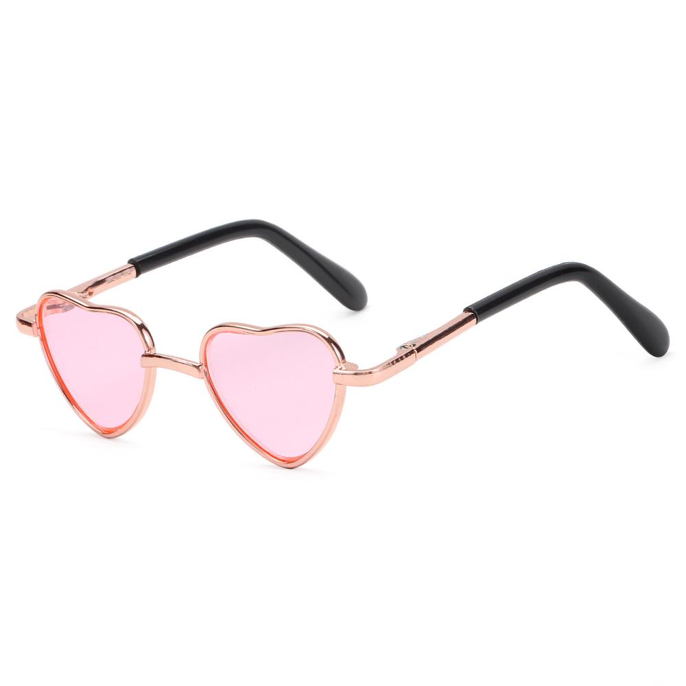 Cute 8CM Miniature Sunglasses Heart Shape Metal Frame Glasses For 14Inch &18Inch Dolls Accessories Plush Toys Doll Eyeglasses