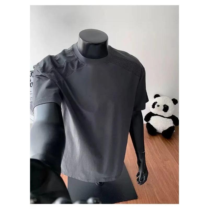 American Style Cleanfit Shoulder Cut Deconstruction Short Sleeved T Shirt Men Women's Trendy Boxy Cool Fashionable