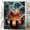 Surreal Heart In Hand Shower Curtain - Waterproof, Mildew-Resistant, Machine Washable For Dramatic Bathroom Decor