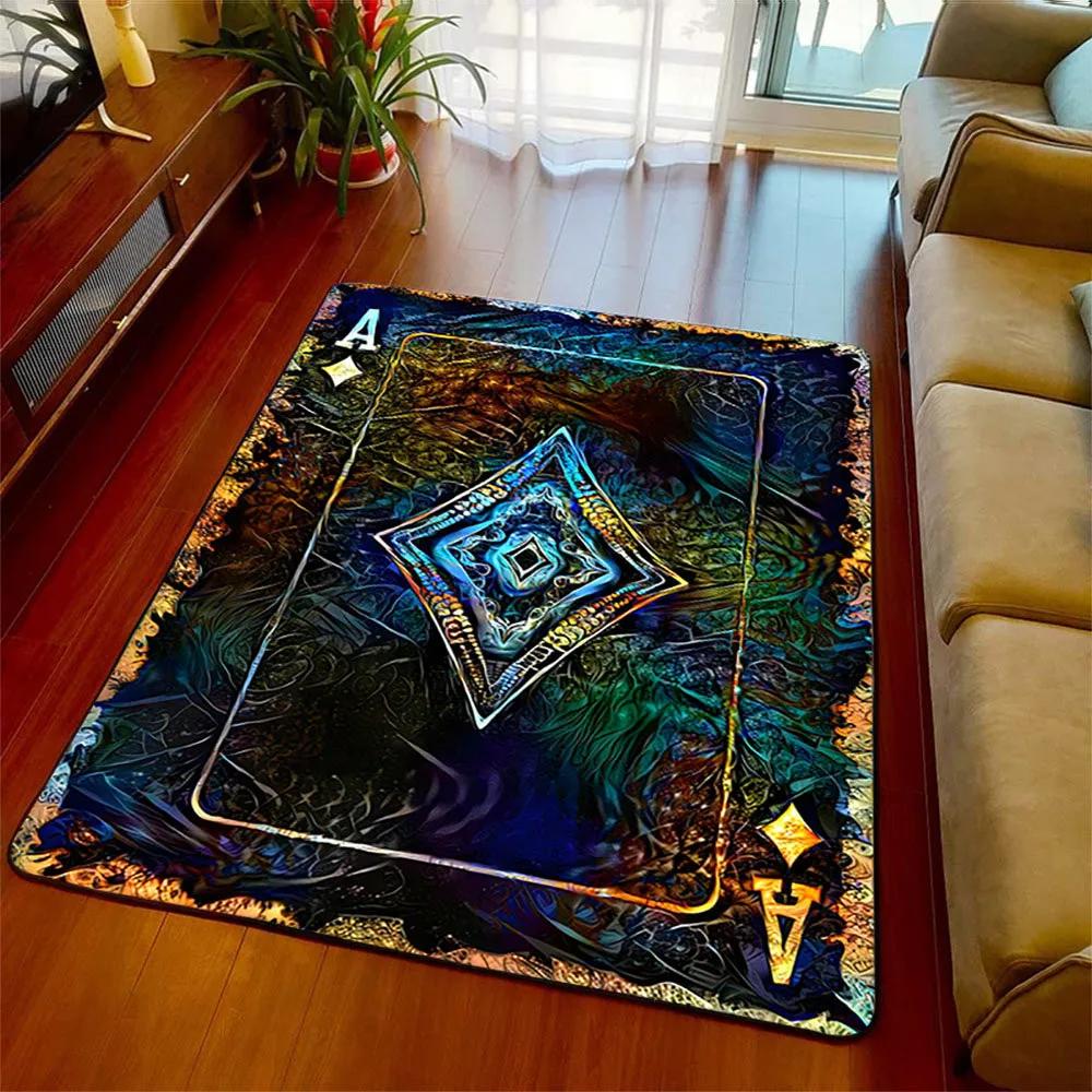 Moderne Malerei Pik Karte Poker Teppich Wohnzimmer Teppich Heimdeko Flur Fußmatte Rutschfest Küche Badezimmer Schlafzimmer Bodenmatte