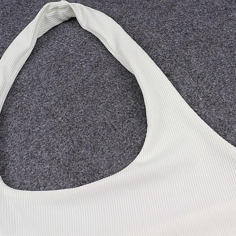 Summer New Sleeveless Sexy Crop Tops Women Halter Backless Slim Fit Base Tank Tops Women Vest Fashion Ribbed Solid Lady Casual Tanks Camis 24683