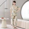Cotton and silk pajamas women's spring and summer short-sleeved large-size suit spring and autumn thin cartoon printed loungewear