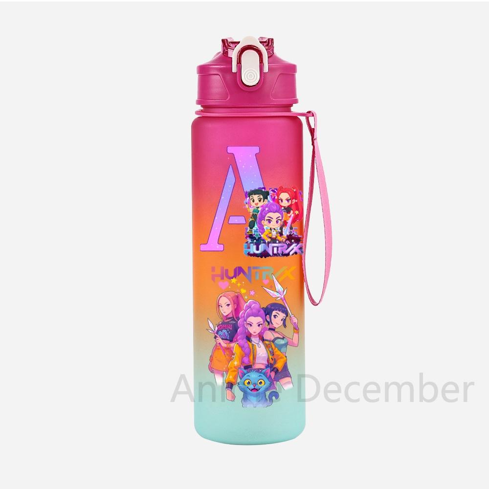 Anime K-Pop Demon Hunters A-Z English Letter Printed Character Water Cup Demon Hunters Large Capacity Outdoor Portable Drinking Bottle for Boy Girl
