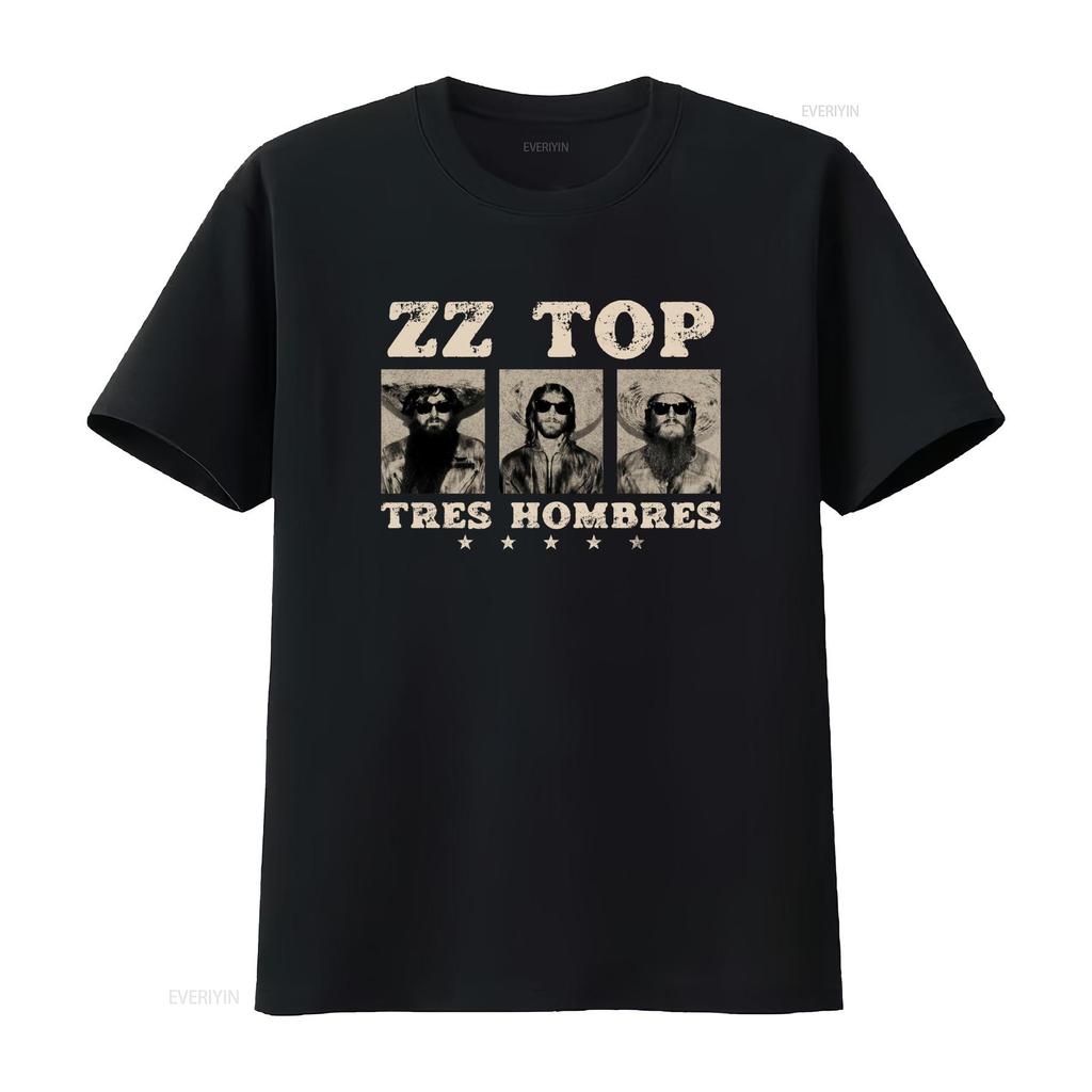Tres Hombres ZZ Top Retro Rock Blues La Grange Jesus Just Left Chicago T Shirt Vintage Washed Stretched Homme Fashion Stylish
