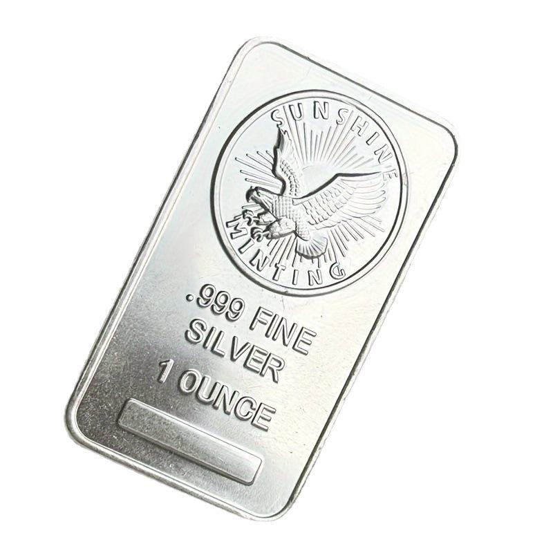 1 Ounce, Eagle Silver Bar, Silver Plated Commemorative Coin, Statue of Liberty Commemorative Medal, Square Replica