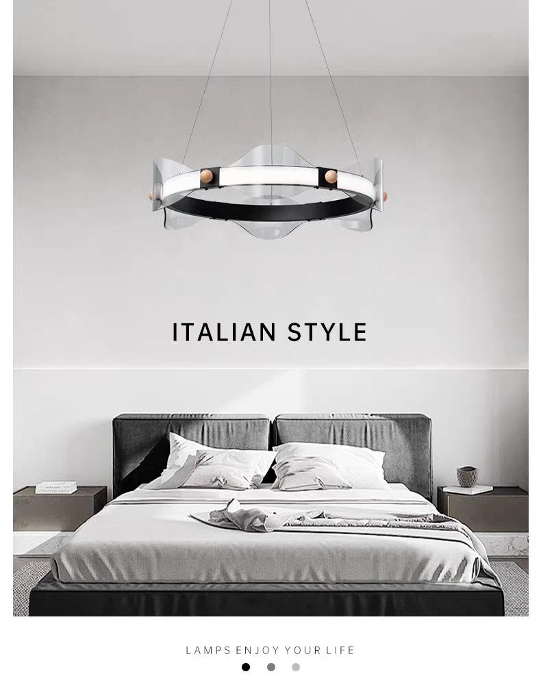 Nordic Minimalist Glass Ring Pendant Light for Living Rooms, Bedrooms, Studies, Showrooms, and Restaurants.